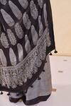 Buy_Grassroot By Anita Dongre_Black Viscose 63% Printed Ajrakh Korat Saree And Unstitched Blouse Piece _Online_at_Aza_Fashions