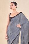 Grassroot By Anita Dongre_Black Viscose 63% Printed Ajrakh Korat Saree And Unstitched Blouse Piece _at_Aza_Fashions