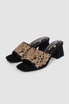 Shop_Anita Dongre_Black Zari Zardozi Embroidered Heels _at_Aza_Fashions
