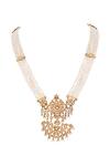 Buy_Anita Dongre_Silver Plated Crystal And Pearl Geometric Pendant Necklace _at_Aza_Fashions