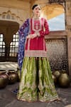 Buy_Lashkaraa_Pink Chiffon, Satin, Net Zari, Sequins, Embroidery Floral Kurta Sharara Set _at_Aza_Fashions