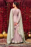 Lashkaraa_Lavender Silk, Organza Sequins, Zari, Embroidery Floral Kurta Gharara Set _Online_at_Aza_Fashions