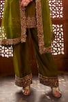 Buy_Lashkaraa_Green Silk Sequins, Zari Round Neck Floral Embroidered Kurta Set _Online_at_Aza_Fashions