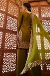Lashkaraa_Green Silk Sequins, Zari Round Neck Floral Embroidered Kurta Set _Online_at_Aza_Fashions