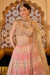Buy_Lashkaraa_Pink Satin, Net Sequins, Zari, Embroidery Floral Lehenga Set _Online_at_Aza_Fashions