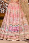 Shop_Lashkaraa_Pink Satin, Net Sequins, Zari, Embroidery Floral Lehenga Set _Online_at_Aza_Fashions