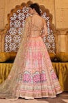 Lashkaraa_Pink Satin, Net Sequins, Zari, Embroidery Floral Lehenga Set _Online_at_Aza_Fashions
