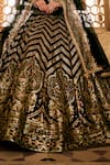 Shop_Lashkaraa_Black Organza, Net Zari, Sequins V-neck Chevron Embroidered Lehenga Set _Online_at_Aza_Fashions