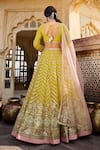 Lashkaraa_Yellow Net Sequins, Zari, Embroidery Round Neck Floral Lehenga Set _Online_at_Aza_Fashions