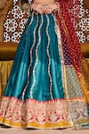 Buy_Lashkaraa_Blue Silk, Net Sequins, Zari Embroidered Teal Lehenga Set _Online_at_Aza_Fashions