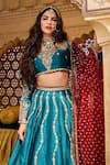 Lashkaraa_Blue Silk, Net Sequins, Zari Embroidered Teal Lehenga Set _at_Aza_Fashions