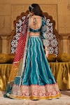 Lashkaraa_Blue Silk, Net Sequins, Zari Embroidered Teal Lehenga Set _Online_at_Aza_Fashions