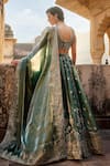 Lashkaraa_Blue Organza Embroidery, Sequins, Zari Round Neck Floral Lehenga And Blouse Set _Online_at_Aza_Fashions