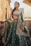 Buy_Lashkaraa_Blue Organza Embroidery, Sequins, Zari Round Neck Floral Lehenga And Blouse Set _Online_at_Aza_Fashions