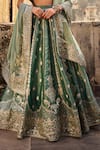 Lashkaraa_Blue Organza Embroidery, Sequins, Zari Round Neck Floral Lehenga And Blouse Set _at_Aza_Fashions