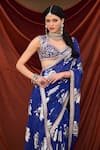 Buy_Lashkaraa_Blue Georgette, Net Embroidery, Foil Printing Floral Saree Set _Online_at_Aza_Fashions