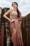 Buy_Lashkaraa_Pink Net, Silk Sequins, Zari, Embroidery, Foil Printing Floral Saree And Blouse _Online_at_Aza_Fashions