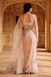 Lashkaraa_Pink Net Embroidery, Sequins, Zari Round Neck Floral Scallop Hem Saree _Online_at_Aza_Fashions