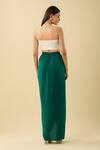 Shop_Aakaar_Green Solid Pleated Asymmetric Draped Skirt_at_Aza_Fashions
