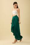 Shop_Aakaar_Green Solid Pleated Asymmetric Draped Skirt_Online_at_Aza_Fashions