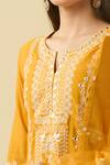 Shop Basanti - Kapde Aur Koffee Yellow Cotton, Chanderi Embroidery, Mirrors Split Abstract A-line Kurta Set Online at Aza Fashions Shop_Basanti - Kapde Aur Koffee_Yellow Cotton, Chanderi Embroidery, Mirrors Split Abstract A-line Kurta Set_Online_at_Aza_Fashions