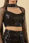 Buy_Basanti - Kapde Aur Koffee_Black Georgette Sequins, Tassels Round Neck Geometric Embroidered Sharara Set _Online_at_Aza_Fashions