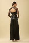 Shop_Basanti - Kapde Aur Koffee_Black Georgette Sequins, Tassels Round Neck Geometric Embroidered Sharara Set _at_Aza_Fashions