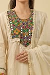 Shop_Ekavira_Ivory Embroidery Mirror Round A-line Kurta Set _Online_at_Aza_Fashions