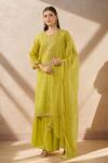 Buy Kameez Green Cotton, Chiffon Sequins, Zari, Gota Patti Embroidered Kurta Sharara Set at Aza Fashions Buy_Kameez_Green Cotton, Chiffon Sequins, Zari, Gota Patti Embroidered Kurta Sharara Set_at_Aza_Fashions