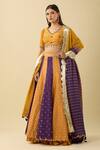 Studio Bagechaa Yellow Cotton Beads, Sequins V-neck Colorblock Panelled Lehenga Set Online at Aza Fashions Studio Bagechaa_Yellow Cotton Beads, Sequins V-neck Colorblock Panelled Lehenga Set_Online_at_Aza_Fashions