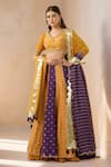 Buy Studio Bagechaa Yellow Cotton Beads, Sequins V-neck Colorblock Panelled Lehenga Set at Aza Fashions Buy_Studio Bagechaa_Yellow Cotton Beads, Sequins V-neck Colorblock Panelled Lehenga Set_at_Aza_Fashions