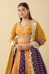 Buy Studio Bagechaa Yellow Cotton Beads, Sequins V-neck Colorblock Panelled Lehenga Set Online at Aza Fashions Buy_Studio Bagechaa_Yellow Cotton Beads, Sequins V-neck Colorblock Panelled Lehenga Set_Online_at_Aza_Fashions