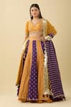 Shop Studio Bagechaa Yellow Cotton Beads, Sequins V-neck Colorblock Panelled Lehenga Set Online at Aza Fashions Shop_Studio Bagechaa_Yellow Cotton Beads, Sequins V-neck Colorblock Panelled Lehenga Set_Online_at_Aza_Fashions