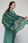 Shop_Anita Dongre_Green Embroidery Stripe Print Scarf _at_Aza_Fashions