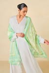 Buy_Anita Dongre_Green Floral Print Lime Stole _at_Aza_Fashions