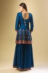 Shop_Samyukta Singhania_Blue Silk Sequins, Beads Round Neck Bahara Embroidered Kurta Sharara Set_at_Aza_Fashions