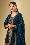 Samyukta Singhania Blue Silk Sequins, Beads, Embroidery Round Neck Gulbahar Kurta Sharara Set at Aza Fashions Samyukta Singhania_Blue Silk Sequins, Beads, Embroidery Round Neck Gulbahar Kurta Sharara Set_at_Aza_Fashions