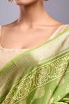 Buy_Naintara Bajaj_Green Cotton Embroidery Round Leaf Hand Block Print Saree With Running Blouse _Online_at_Aza_Fashions