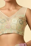 Buy_Samyukta Singhania_Green Floral Embroidered Padded Blouse _Online_at_Aza_Fashions