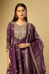 Samyukta Singhania_Purple Sequins, Embroidery Round Neck A-line Kurta And Palazzo Set_Online_at_Aza_Fashions