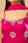 Samyukta Singhania_Pink Silk, Georgette Embroidery Scoop Neck Sequin Kurta Palazzo Set _Online_at_Aza_Fashions