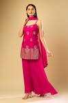 Samyukta Singhania_Pink Silk, Georgette Embroidery Scoop Neck Sequin Kurta Palazzo Set _at_Aza_Fashions