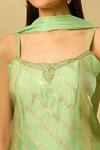 Samyukta Singhania Green Silk, Georgette Zari Scoop Neck Sequin Embroidered Kurta Palazzo Set at Aza Fashions Samyukta Singhania_Green Silk, Georgette Zari Scoop Neck Sequin Embroidered Kurta Palazzo Set_at_Aza_Fashions