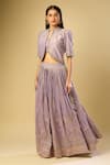 Buy_Samyukta Singhania_Purple Silk, Chiffon Embroidery, Sequins, Cut Work, Beads Sweetheart Lehenga Set _Online_at_Aza_Fashions