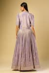 Shop_Samyukta Singhania_Purple Silk, Chiffon Embroidery, Sequins, Cut Work, Beads Sweetheart Lehenga Set _at_Aza_Fashions