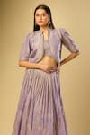 Shop_Samyukta Singhania_Purple Silk, Chiffon Embroidery, Sequins, Cut Work, Beads Sweetheart Lehenga Set _Online_at_Aza_Fashions