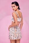 Buy_July Issue_Pink Cotton Satin Square Neck Floral Print Rivet Detail Top And Skirt Set _Online_at_Aza_Fashions