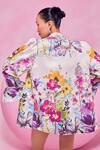 Shop_July Issue_Multi Color Cotton Open Neck Floral Print Jacket And Skirt Set _at_Aza_Fashions