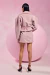 Shop_July Issue_Pink Wool V-neck Peplum Jacket And Skirt Set _at_Aza_Fashions