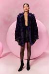 Buy_July Issue_Purple Faux Leather Shawl Neck Fur Jacket _at_Aza_Fashions
